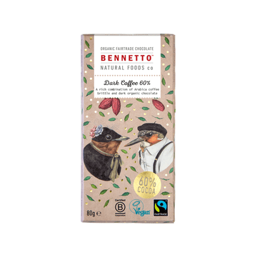 Bennetto 60% Dark Coffee Chocolate Bar 80g