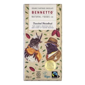 Bennetto 60% Dark Hazelnut Chocolate Bar 80g