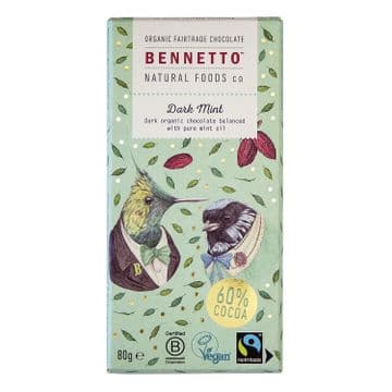 Bennetto 60% Dark Mint Chocolate Bar 80g