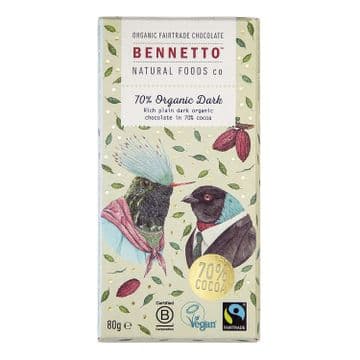 Bennetto 70% Dark Chocolate Bar 80g