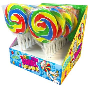 Candy Factory Rainbow Swirly Pop Lolly 3" 8cm