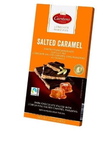 Carstens Lubecker Chocolate Covered Marzipan With Salted Caramel Bar 140g