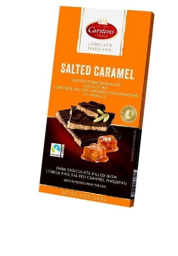 Carstens Lubecker Chocolate Covered Marzipan With Salted Caramel Bar 140g