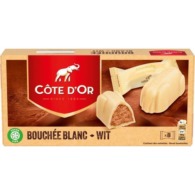 Cote d'Or Bouchee White Chocolate Praline Elephant 8pk