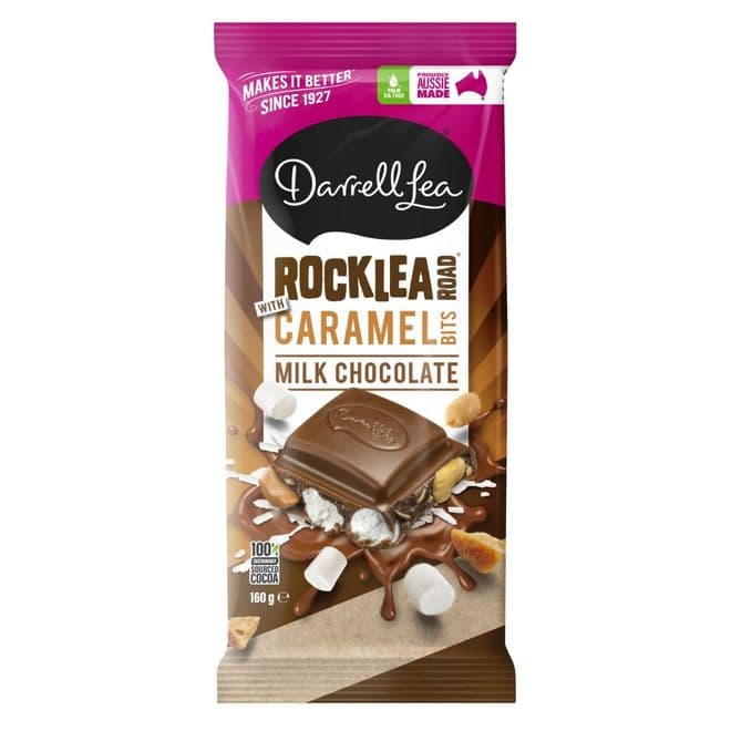 Darrell Lea Rocklea Rd Caramel Bits Milk Chocolate Bar 160g