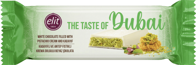 Elit Dubai Pistachio White Chocolate Bar 30g