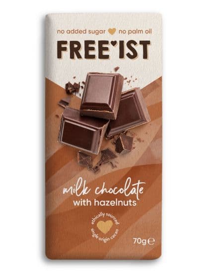 Free'ist No Sugar Added Milk Hazelnut Chocolate 70g