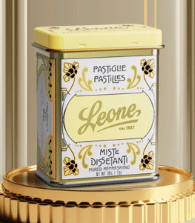 Leone Pastilles Mixed Flavour Sweets In Tin30g