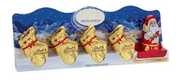 Lindt Milk Chocolate Mini Santa and Sleigh 5 Pack 50g