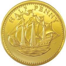 Milk Chocolate Gold Halfpenny Coin 12.5cm