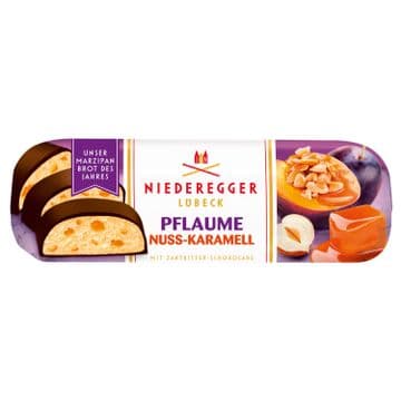 Niederegger Caramel, Hazelnut & Plum Chocolate Marzipan Bar 125g