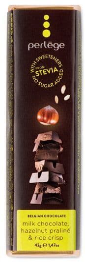 Perlege Stevia Milk Chocolate Hazelnut Praline Bar 42g