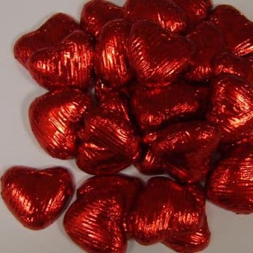 Red Foiled Milk Chocolate Hearts 100g