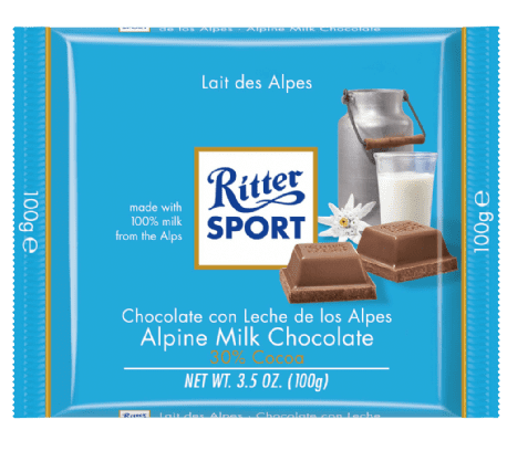 Ritter Sport Alpine Milk Chocolate Bar 100g