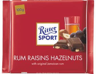 Ritter Sport Rum, Raisin & Hazelnut Milk Chocolate Bar 100g