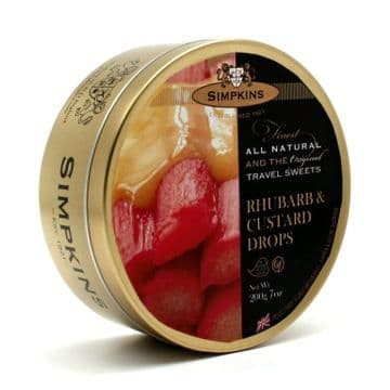 Simpkins Travel Sweets Tin 175g - Rhubarb & Custard