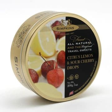 Simpkins Travel Sweets Tin 200g - Lemon & Sour Cherry