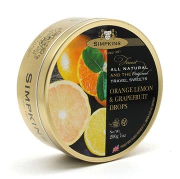 Simpkins Travel Sweets Tin 200g - Orange, Lemon & Grapefruit