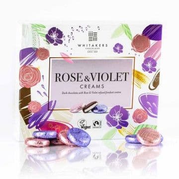 Whitakers Plain Chocolate Rose & Violet Cremes 200g
