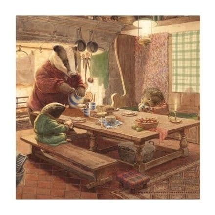 Badger's Kitchen - Blank Greeting / Birthday Card Wind in Willows - Ratty Tea