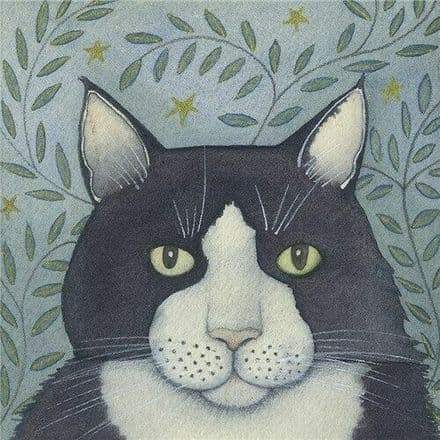 Bernard - Fine Art Blank Greeting Card - Black and White Cat