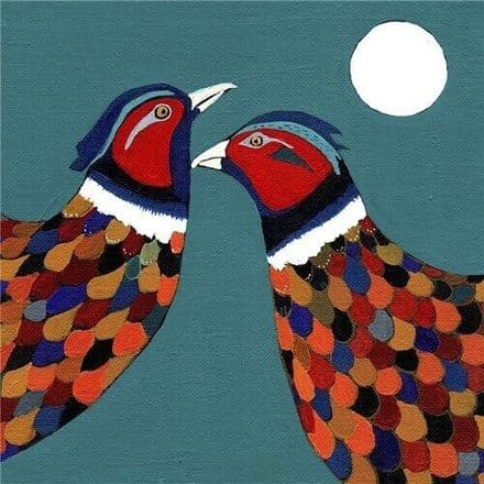 Boys Night Out - Art Blank Greeting / Birthday Card - Pheasants Game Birds Pair