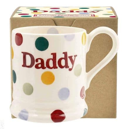 Emma Bridgewater Pottery - Polka Dot Daddy 1/2 Pint Mug - First Quality Boxed