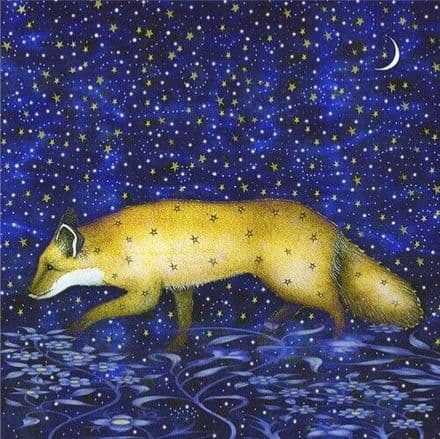 Fox - Art Blank Greeting / Birthday Card - Moon Stars Moonlight - Kate Green