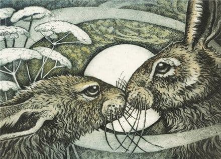 Hare Love II - Fine Art Blank Greeting Card - Moon