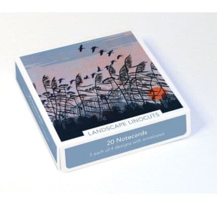 Landscape Linocuts - 20 Assorted Notelets - Nature 13.5 cm