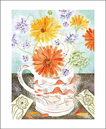 Marigolds & Scabious by Angie Lewin