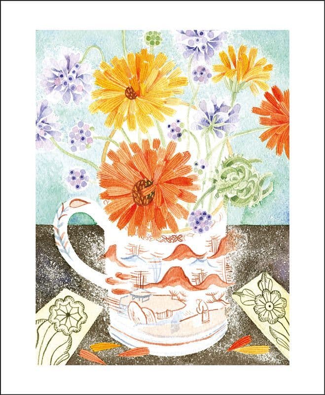 Marigolds & Scabious by Angie Lewin