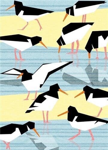 Oystercatchers - Fine Art Blank Greeting / Birthday Card - Wading Birds Beach