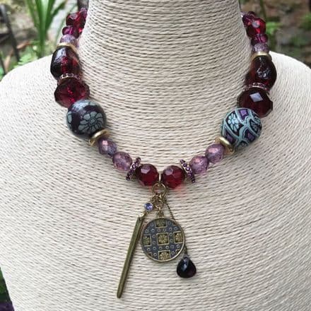 Pilgrim Chunky Purple Ethnic Necklace