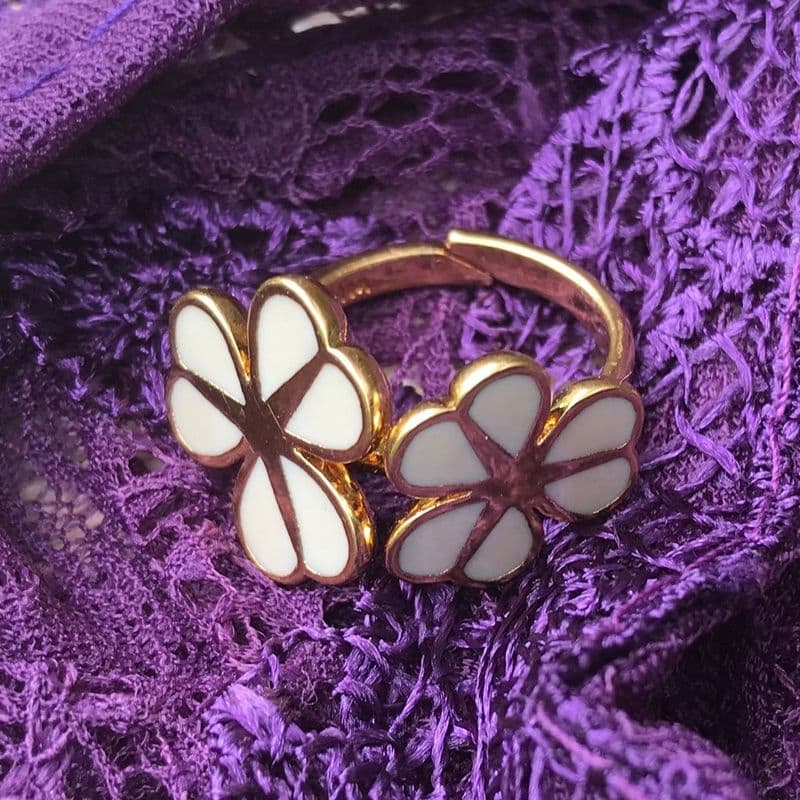 Pilgrim Cream Graphic Flower Ring