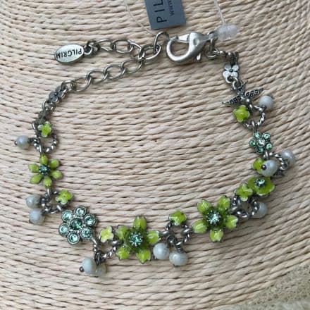 Pilgrim Green 325 Flower Bracelet