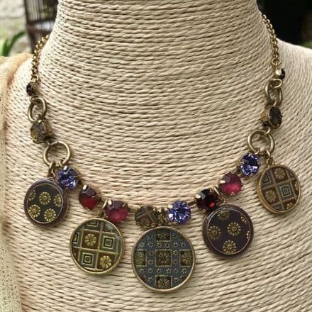 Pilgrim Purple Multi Drop Ethnic Necklace