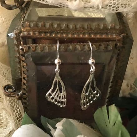 Silver Butterfly Wing Earrings by Sea Gems
