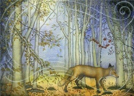 Wind in the Beeches - Fine Art Blank Greeting Card - Fox