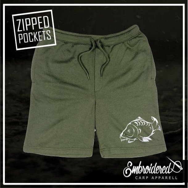 001 EMBROIDERED OLIVE SHORTS