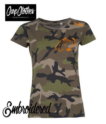 001 LADIES EMBROIDERED CAMO T