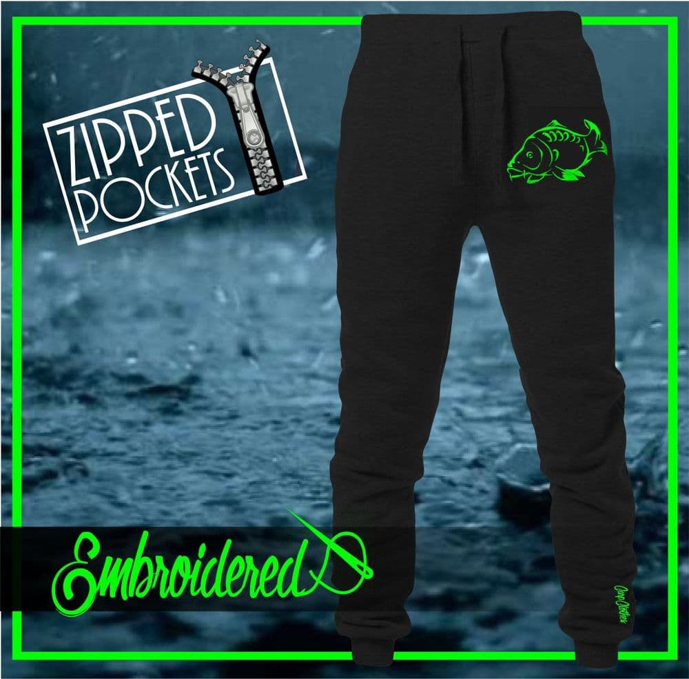 001 NEON EMBROIDERED JOGGERS BLACK