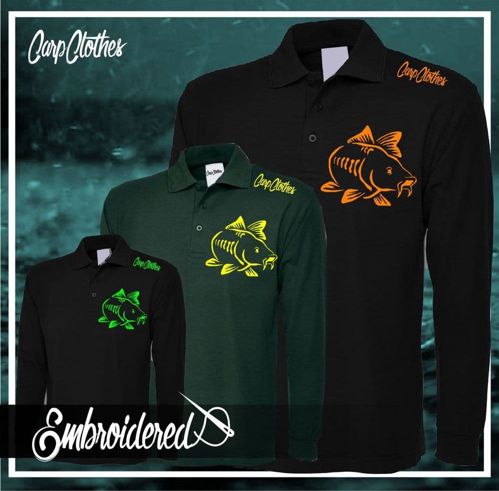 003 EMBROIDERED CARP LS POLO