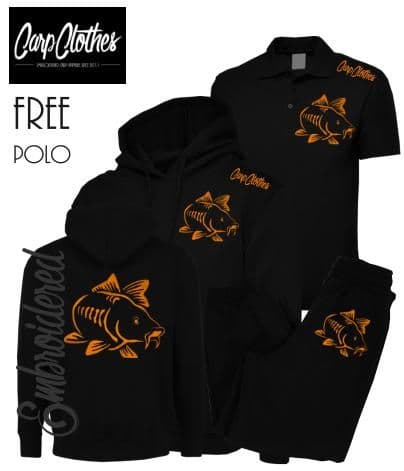 003 EMBROIDERED CARP PACKAGE BLACK **FREE POLO SHIRT**