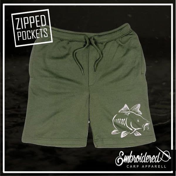003 EMBROIDERED OLIVE SHORTS