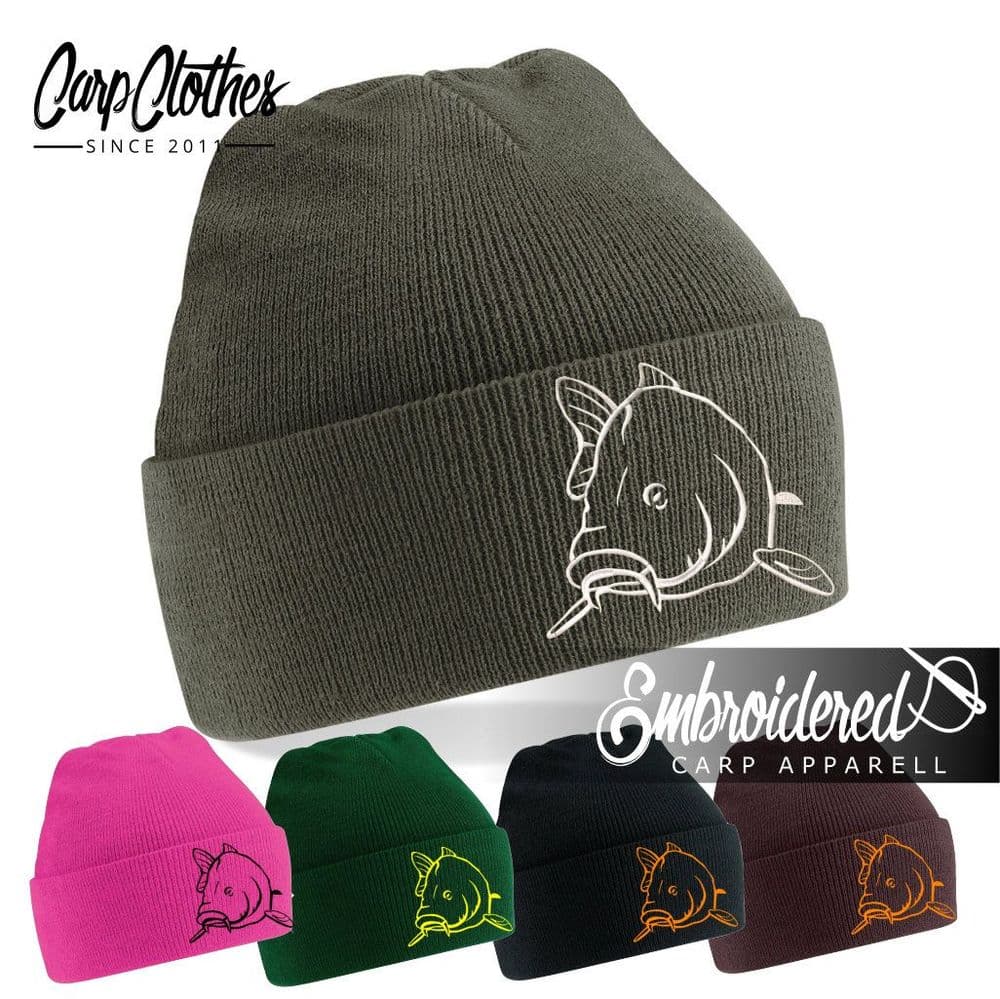 004 EMBROIDERED CARP BEANIE