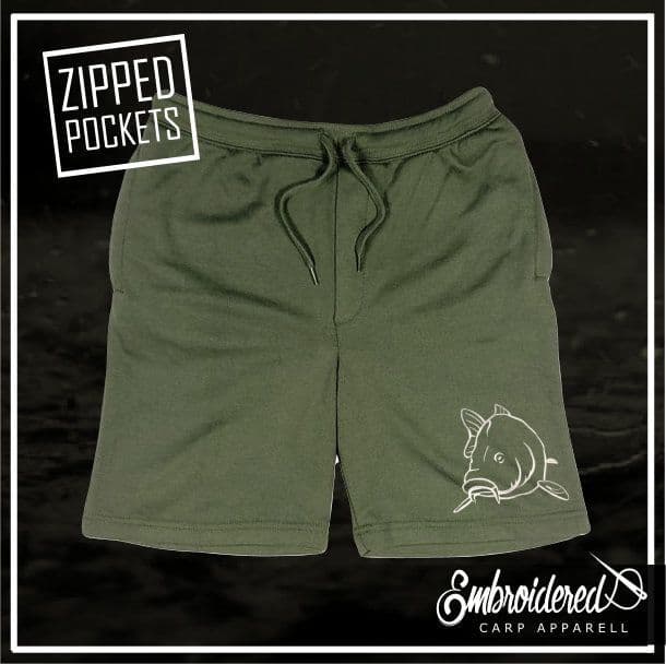 004 EMBROIDERED OLIVE SHORTS