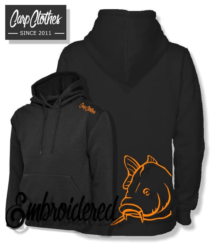 008 EMBROIDERED CARP FISHING HOODIE BLACK - PLUS SIZE