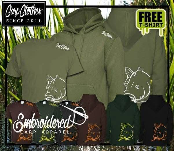 008 EMBROIDERED CARP HOODIE PLUS FREE T SHIRT