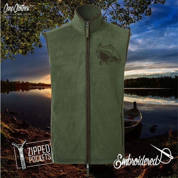 009 Embroidered Carp Clothes Fleece Gilet